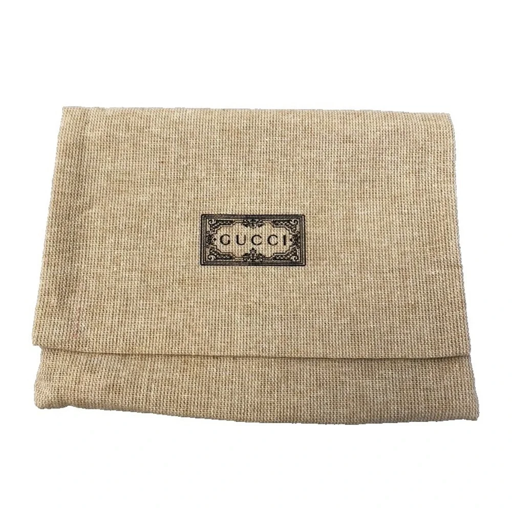 Authentic Gucci Dust Bag Cotton Beige Small Foldover Pouch Travel Storage Gift